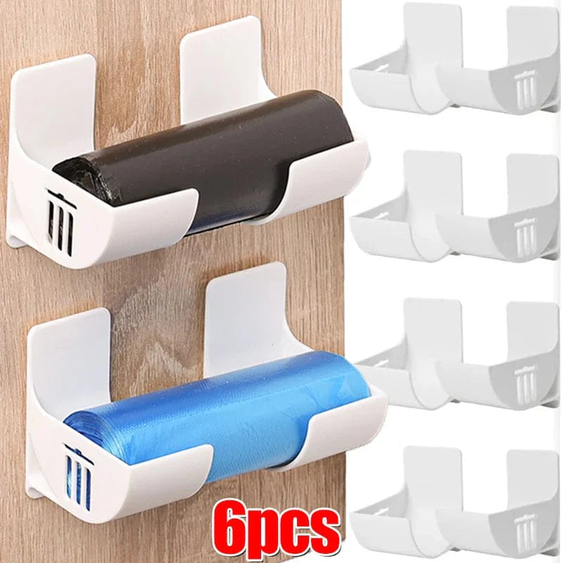2/6PCS Väggmonterad Sopsäckshållare Förvaring av Soppåsar Plastpåse Filmbehållare Dispenser för Kökshylla
