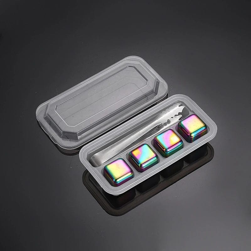 4 Återanvändbara Isbitar i Rostfritt Stål i Regnbågsform