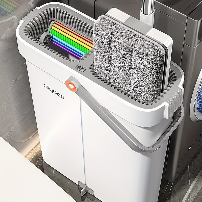 Mopp med hink för handfri urvridning och regnbågsskrubb - Multifunktionell rengöring för huvudrum - Hållbara material 【33cm】1 mopp + 1 mopp hink + 2 moppar