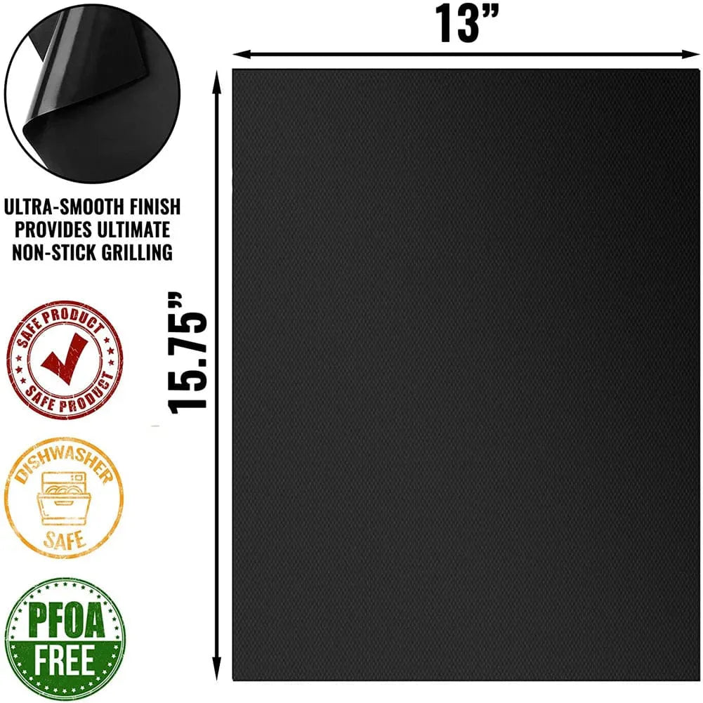 BBQ Grill Mat Barbecue Utomhus Bakning Non-stick Pad Återanvändbar Matlagning Tallrik 40 * 33 cm för Fest PTFE Grillmat Tillägg Svart