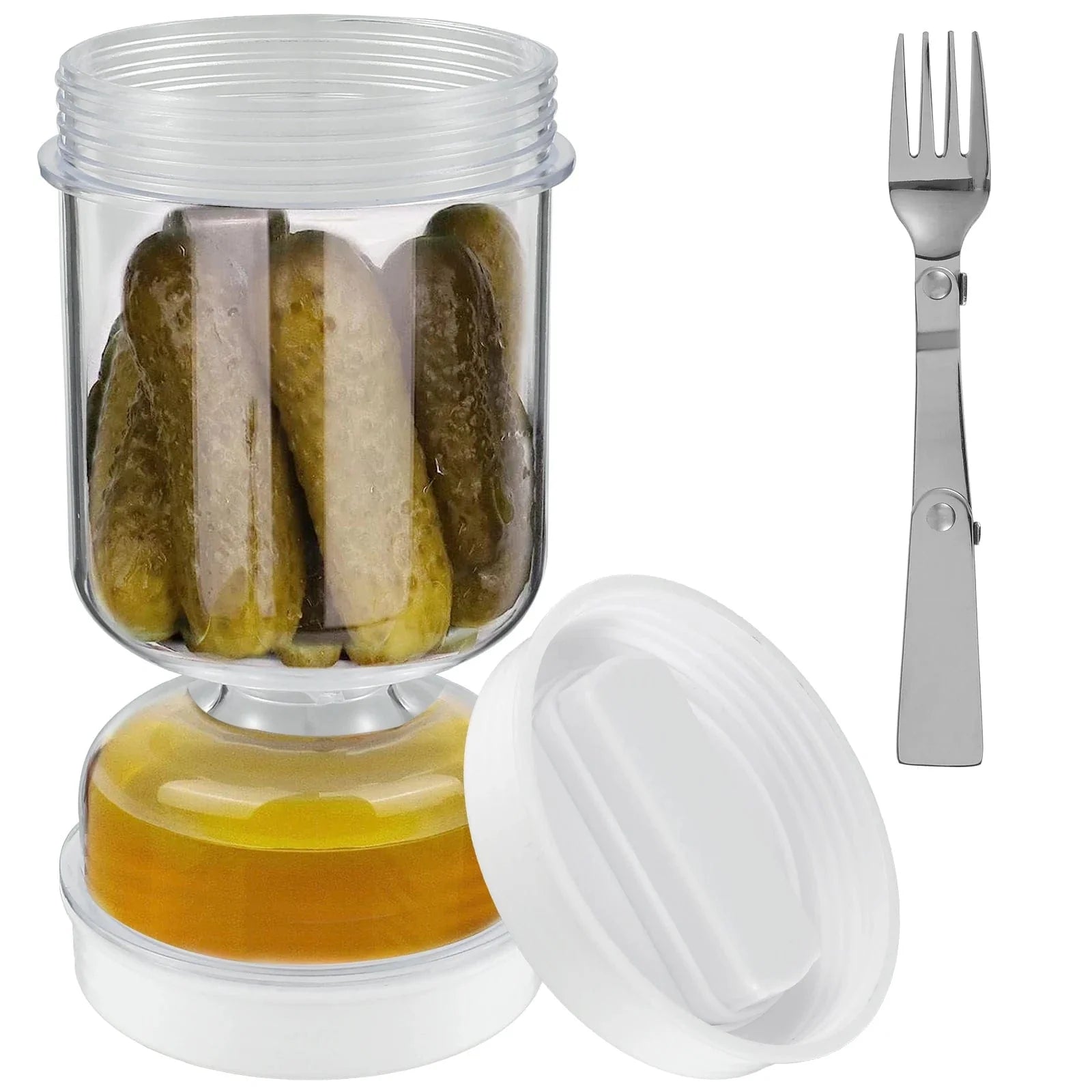Picklesburk med Gafflar - Dispenser för Pickles och Oliv - Gurkbehållare för Kök Set