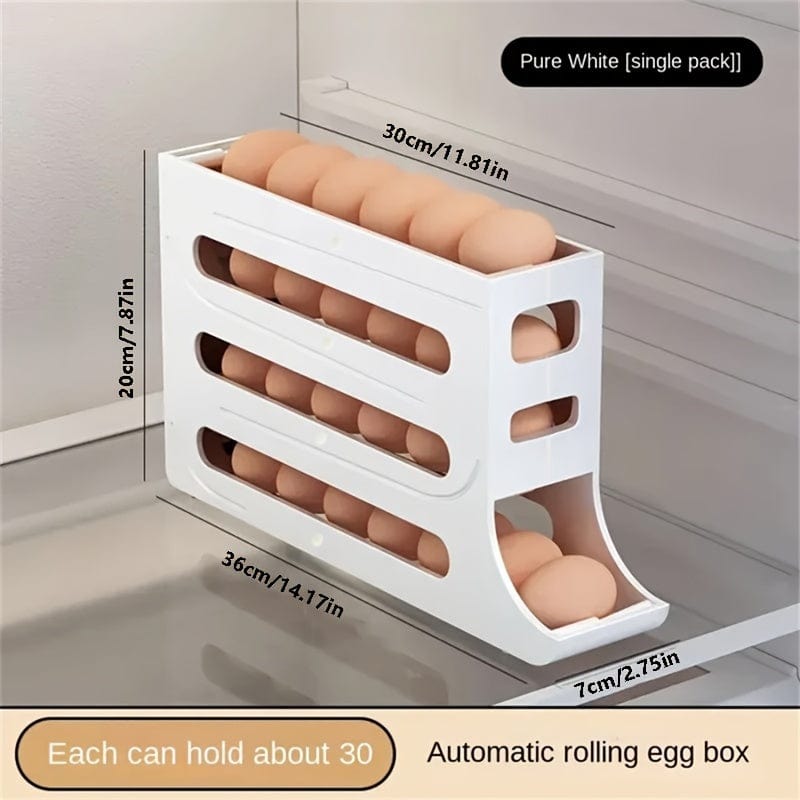 Automatisk Äggförvaringslåda i Polypropylen - Äggorganisatör för Kylskåp (30 Ägg) Vit