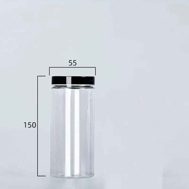 Rund förvaringsflaska med svart lock 310ml