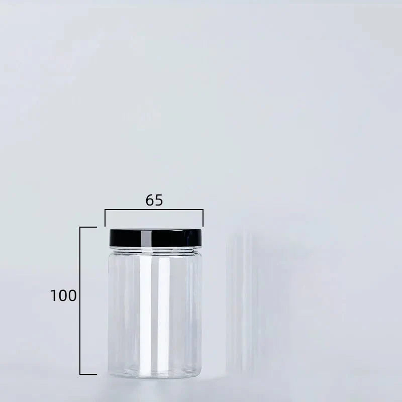 Rund förvaringsflaska med svart lock 500 ml