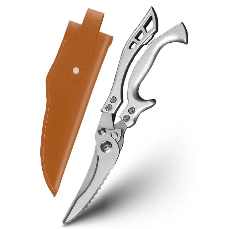 Köksax med blad av rostfritt stål 4Cr - MYVIT silver med skydd / Skickas inom 24 timmar