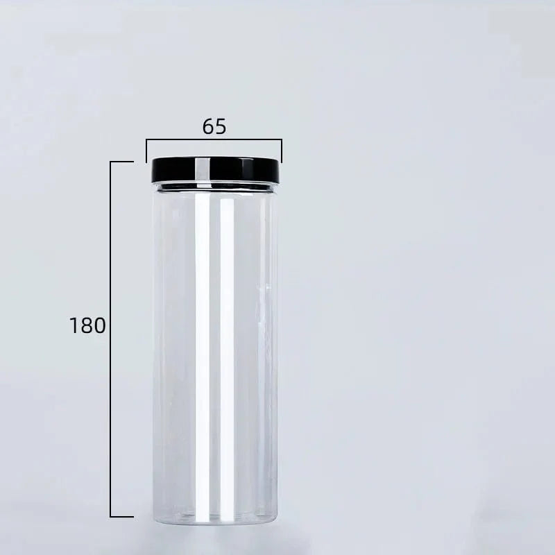 Clear Sealed Can With Lid Plastic Empty Packing Bottle Circular Storage Bucket Biscuit Jar Food Grade Sealed Cans Tank Container 520ml