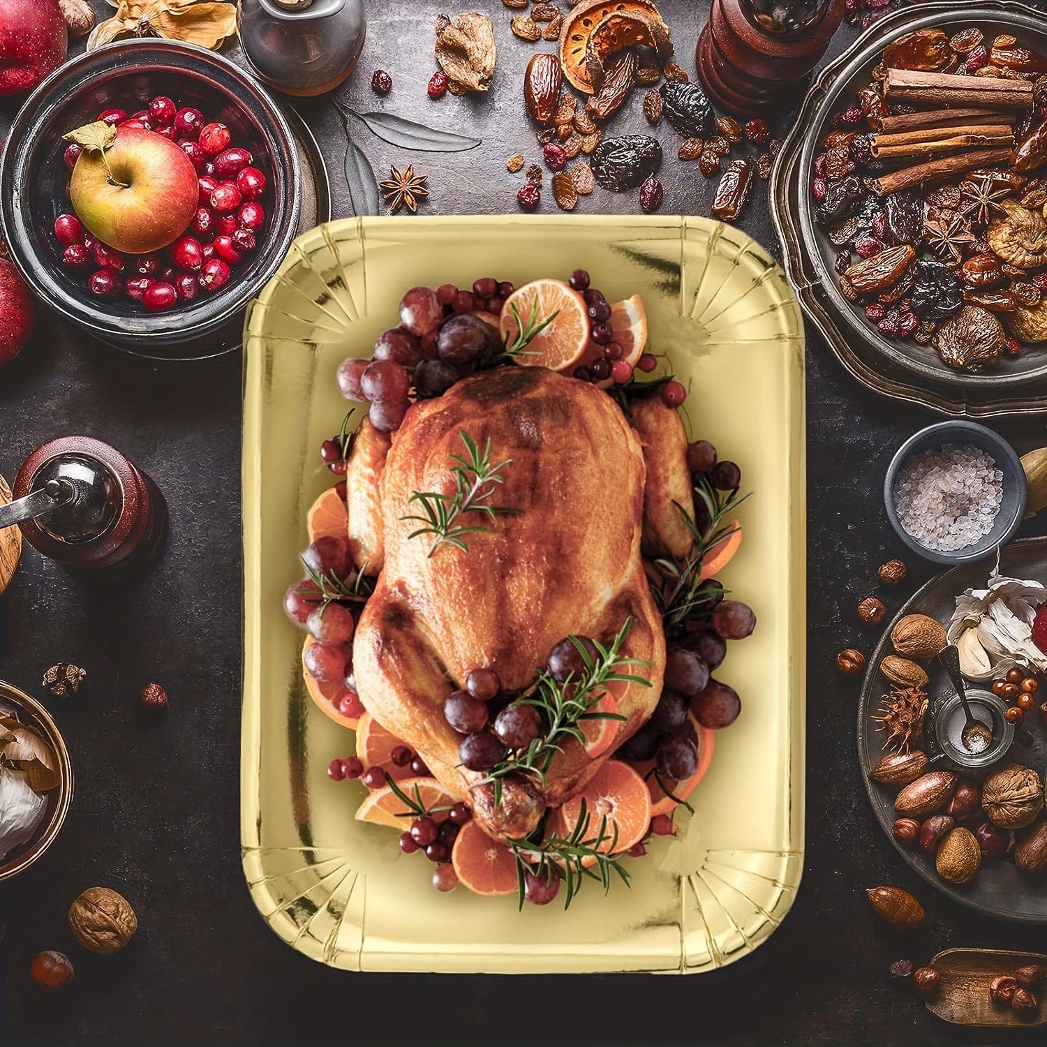 Set med 10 rektangulära guldbricka för tårtor, engångsbrickor av kartong för rätter, fettreducerande tårtbaser, presentationsbrickor för efterrätter, tårtdekorationer för fester och bröllop.