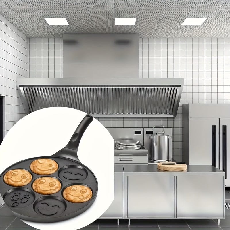 Grill för Mini Pancakes, Stekpanna med 7 Former Eid Al-Adha Mubarak 7-Håls Svart Panna