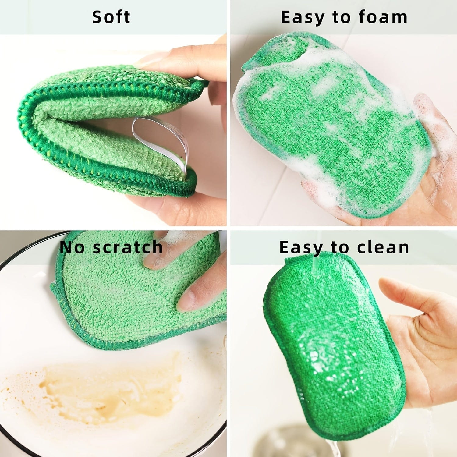 Sats med 10 Färgglada Mikrofiber Svampar för Kök, Lätta att Rengöra Tallrikar, Kastruller och Stekpannor