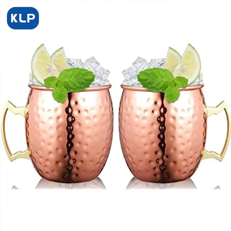 Set med 2 Moscow Mule-muggar i rostfritt stål med roséguldplätering - Barpresent (16.9 oz)