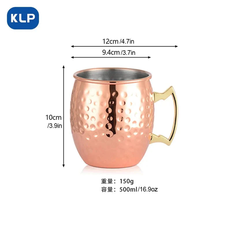 Set med 2 Moscow Mule-muggar i rostfritt stål med roséguldplätering - Barpresent (16.9 oz)