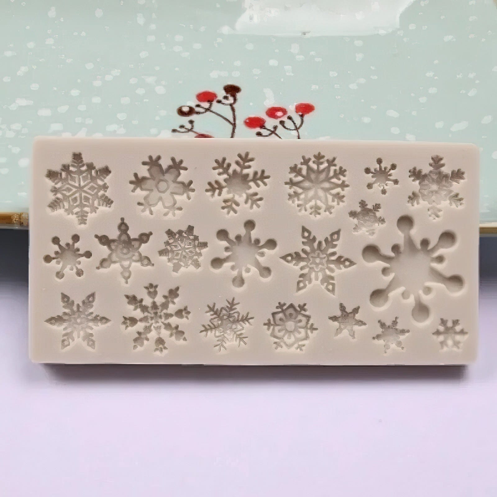 Silikonform för tårta, snöflingor, rektangulär