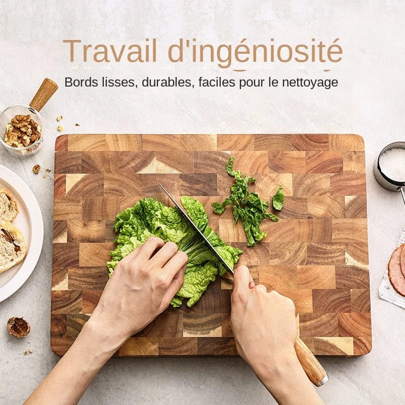 Premium dubbelsidig akacieträskärbräda, dränerande och fuktavvisande - Miljövänlig kök 400x258x26mm