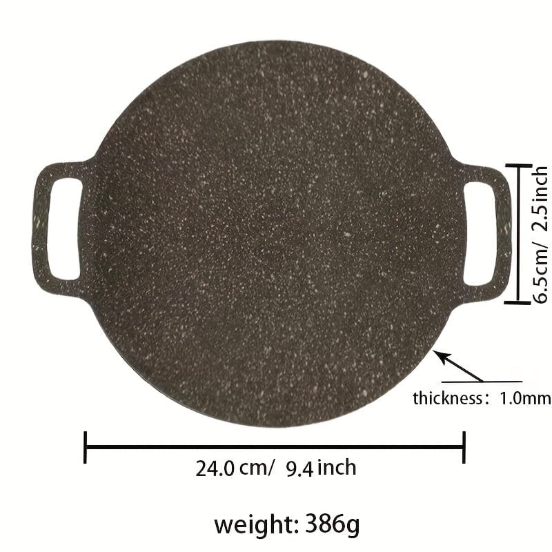 Grillpanna i gjutjärn, rund form, beläggning av Maifan-sten, grillpanna med handtag - NK103563