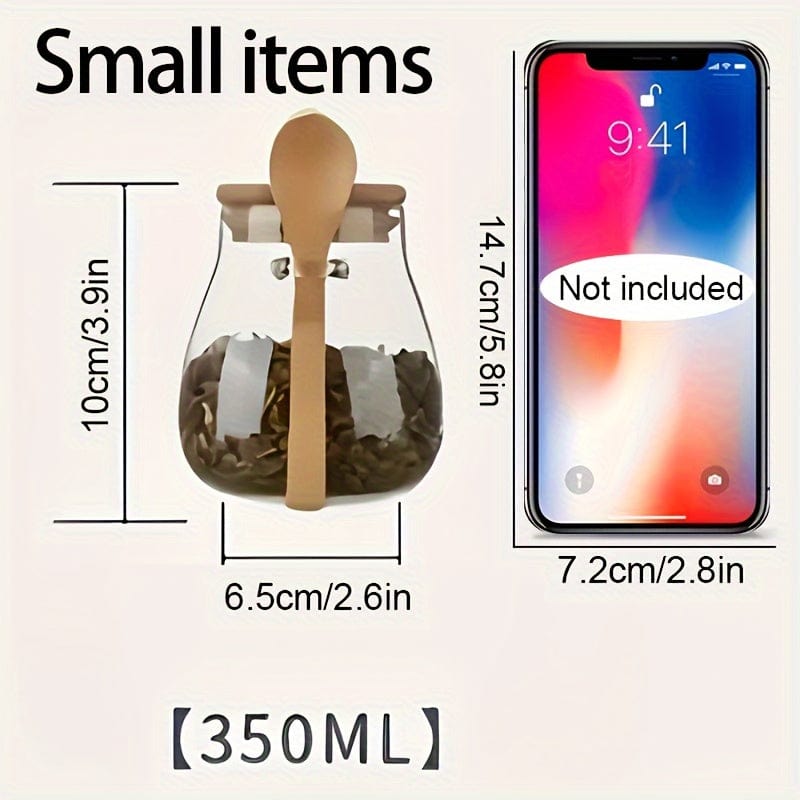 Glasburk med tätslutande lock - Set om 1, Godisburkar och förvaringskärl för te, kaffe, kryddor - Designade köksaccessoarer - Ref. AV74355 350ml