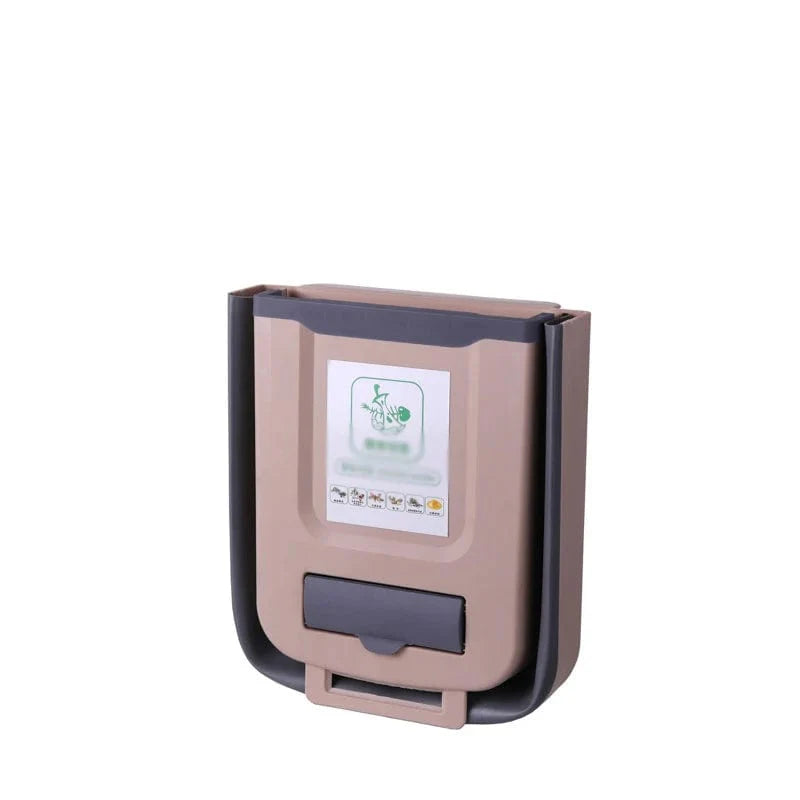 Fällbar Väggmonterad Kökssoptunna, Upphängd Förvaring i Skåpet, Praktisk och Miljövänlig khaki / S