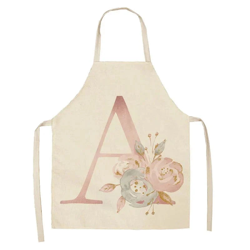 Barnförkläde med Rosa Bokstavsmotiv i Lin - Bak- och Matlagningsaccessoarer A / 47x38cm barnstorlek