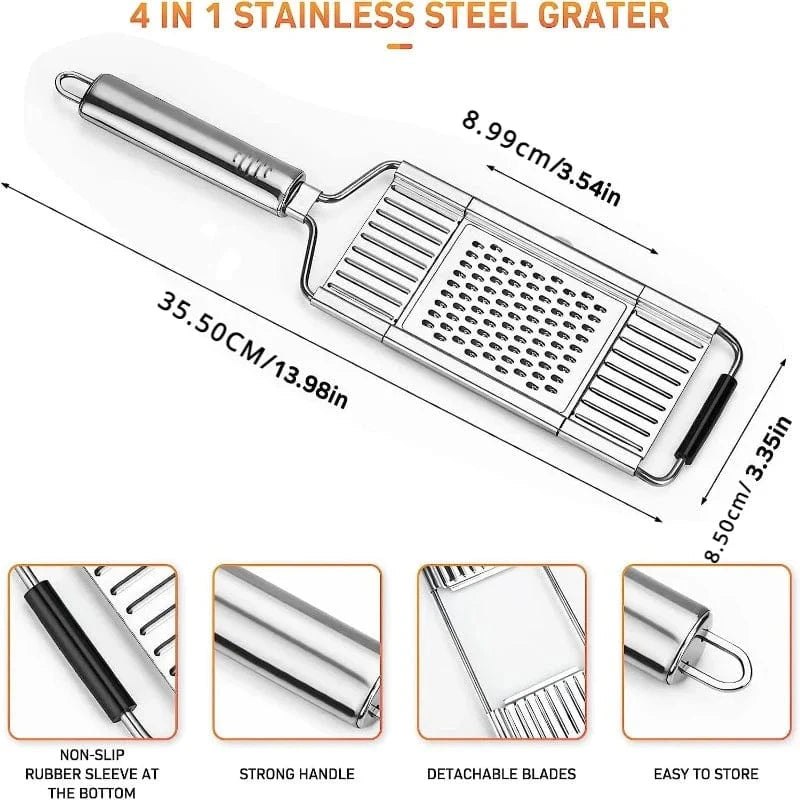 Multifunktionell grönsaksskärare i rostfritt stål med 4 blad