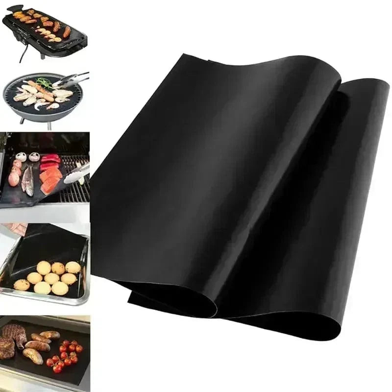 33x40cm Återanvändbar Non-stick BBQ Grillmatta 0.08mm Tjock PTFE Grillbakpapperslinjer Kökspad Mikrovågsugnverktyg DropShip