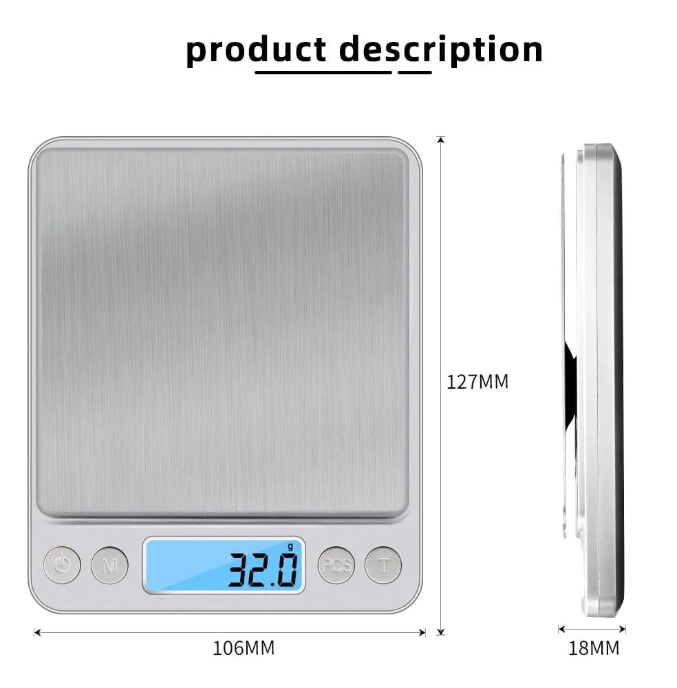 3Kg/500G 0.01g digital köksvåg precision vågar smycke vägning för mat diet postvåg mätning LCD elektronisk