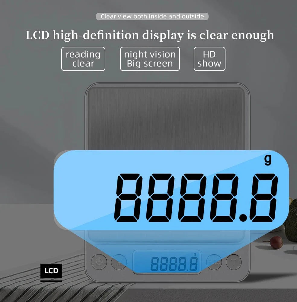 3 Kg/500 G 0,01 g Digital Kökvåg Precision-vågar Smyckevåg för mat Diet Postaliskt balansmätning LCD Elektronisk