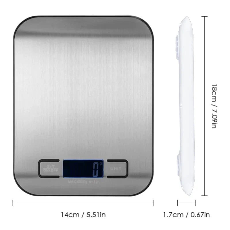 5/10KG Kökvikts Digitalvåg i Rostfritt Stål, Portabel Matvåg med LED, För Smycken och Bakning, Viktkapacitet 5kg, Vit