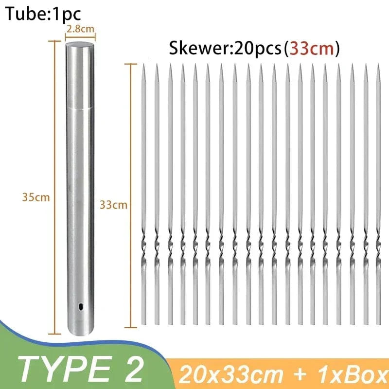 5/20St Stainless Steel Grillspett Återanvändbara BBQ Spett Kebab Järnstång För Utomhus Camping Picknick Grillspett Verktyg 21St 33cm