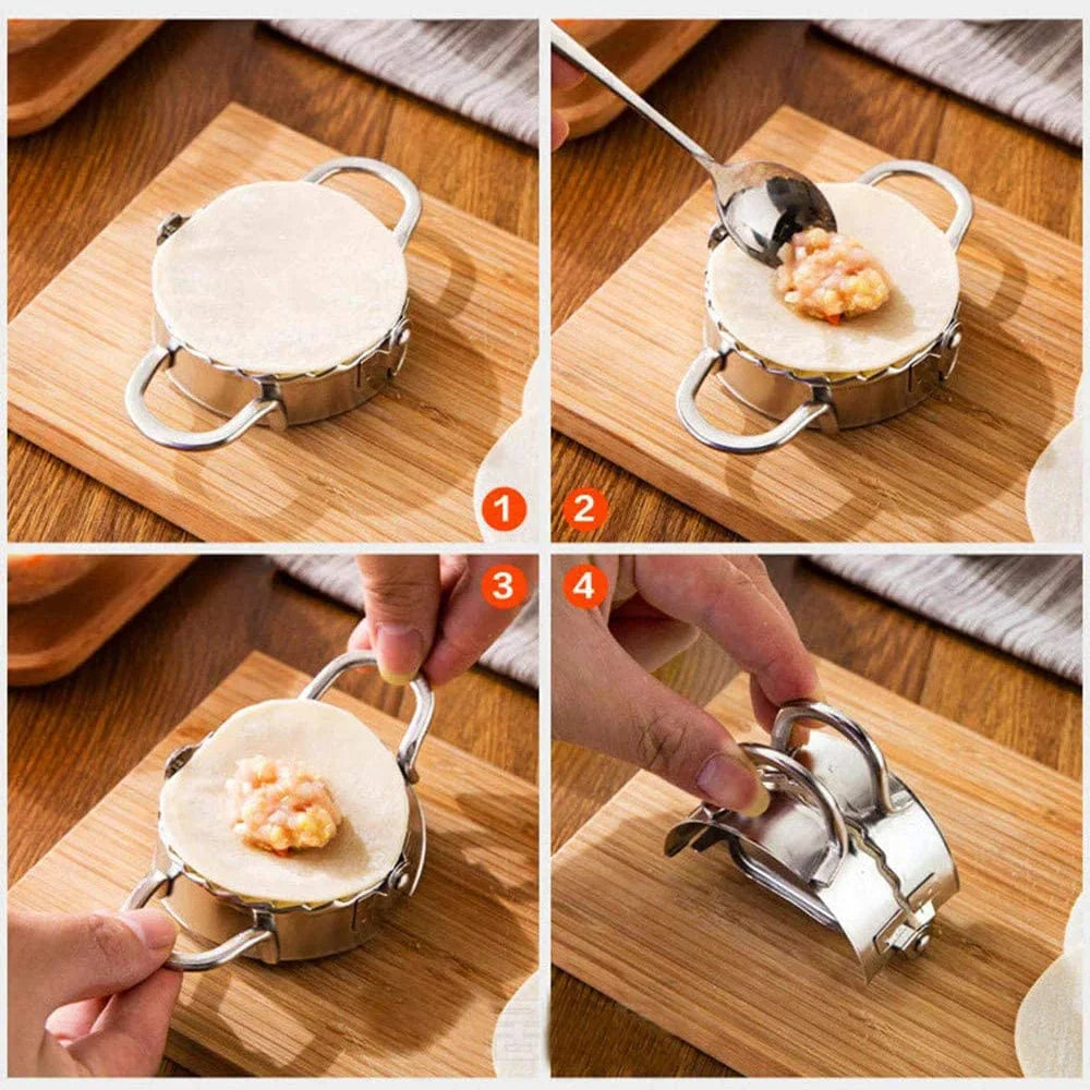 5 delar/Set Dumplingsform i rostfritt stål Kinesisk Shuijiao-Makare Empanadas Metalldegpressverktyg Bakverk Kökstillbehör