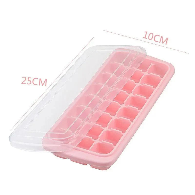 Silicone iskubsbehållare 24/36 celler med avtagbart lock - Ekologisk fruktisform Pink-24 grids