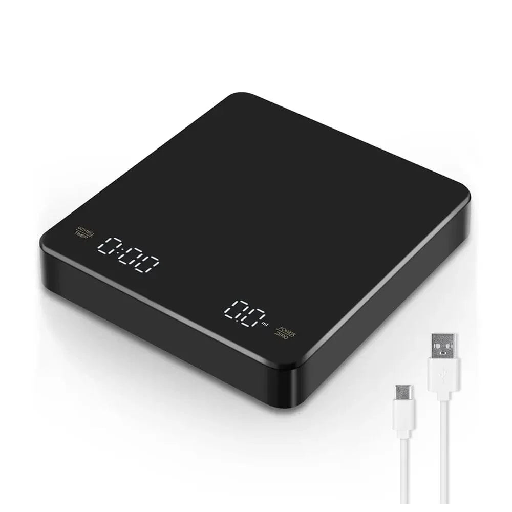Digital kaffeekvikt med timer, LED-skärm, Espresso, USB, 3 kg max. Vikt 0,1 g precision i Oz/ml/g KINA / 3 kg / svart
