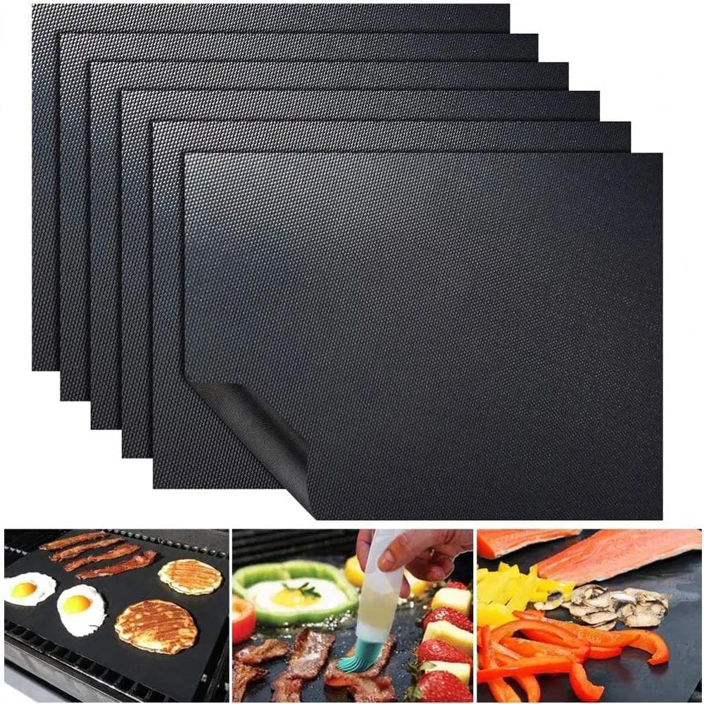 BBQ Grill Mat Barbecue Utomhus Bakplåt Non-stick Pad Återanvändbar Kokplatta 40 * 33cm för Fest PTFE Grillmatstillbehör Svart