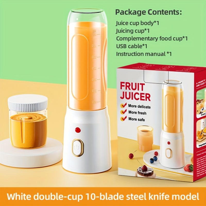 USB-Uppladdningsbar Multifunktionell Mixer: Juicer för Frukter, Grönsaker, Is, Smoothie Vit