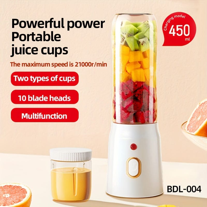 Multifunktionell USB-uppladdningsbar mixer: Juice för frukter, grönsaker, is, smoothie vit