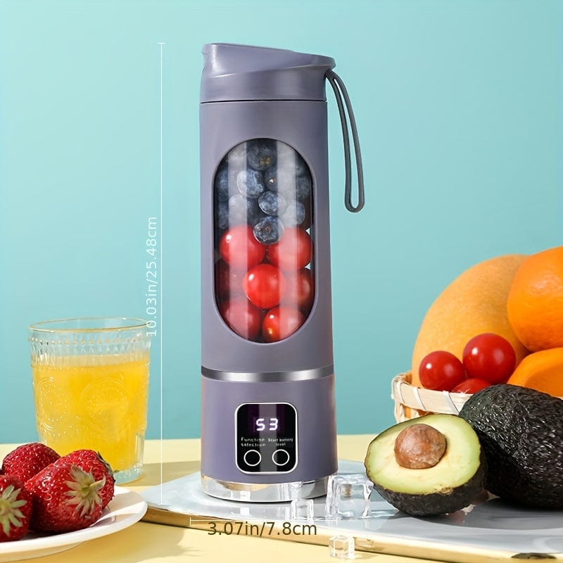 USB-laddbar mixer med LED-display - 450 ml, perfekt för smoothies och milkshakes Lila