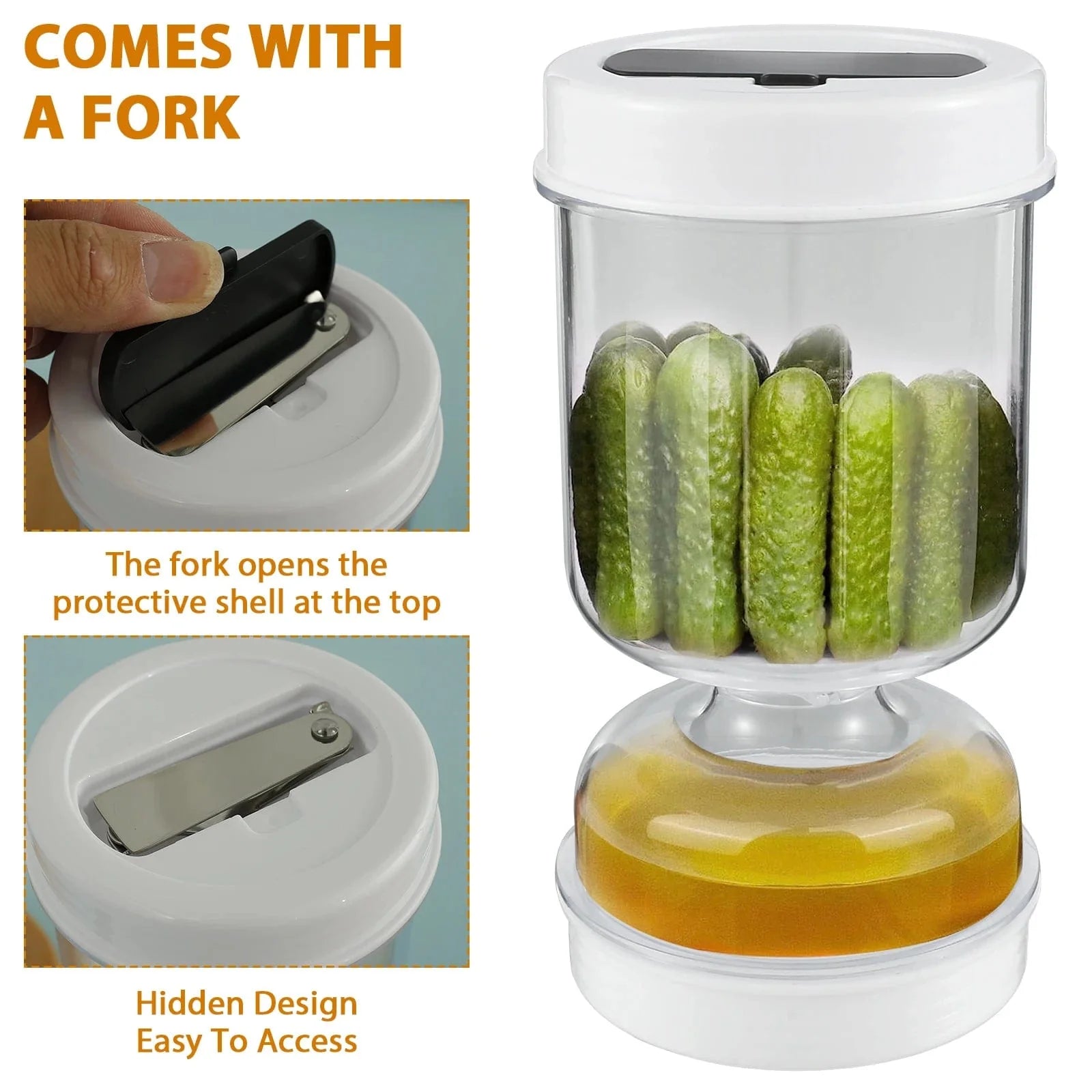 Picklesburk med Gafflar - Dispenser för Pickles och Oliv - Gurkbehållare för Köksset