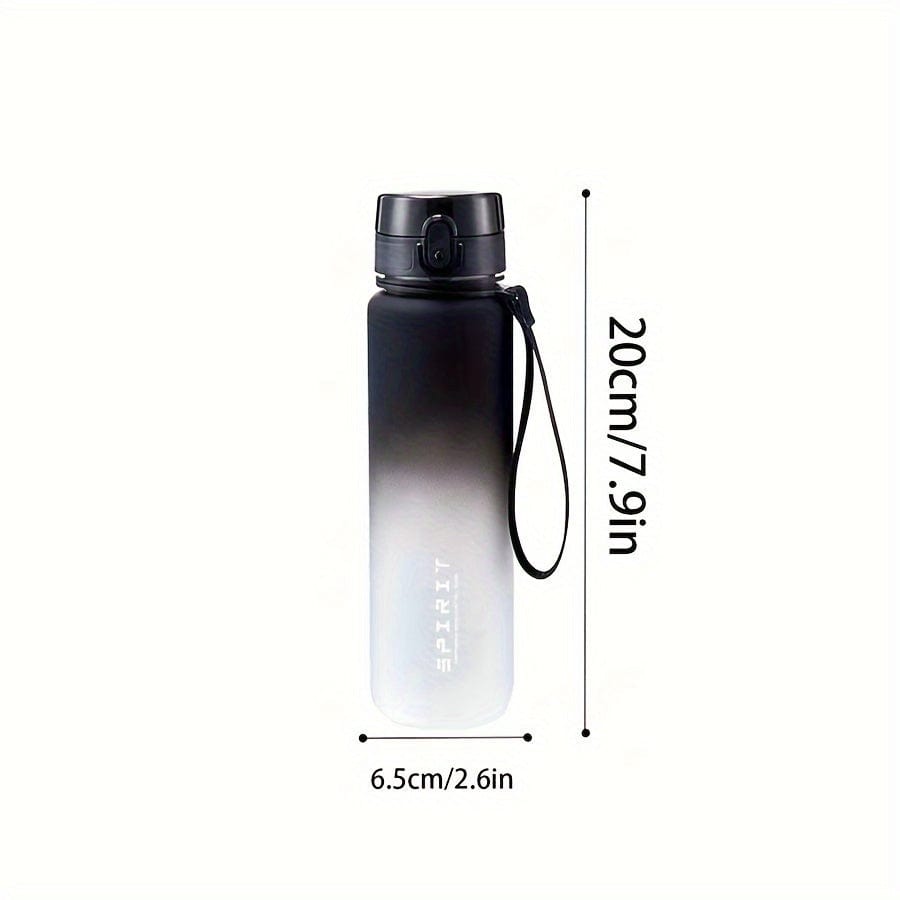 Vattenflaska Sport i Plast 500ml - Läcksäker - För Camping, Vandring, Fitness - Födelsedagspresent Svart och Vit Gradient / 500ml