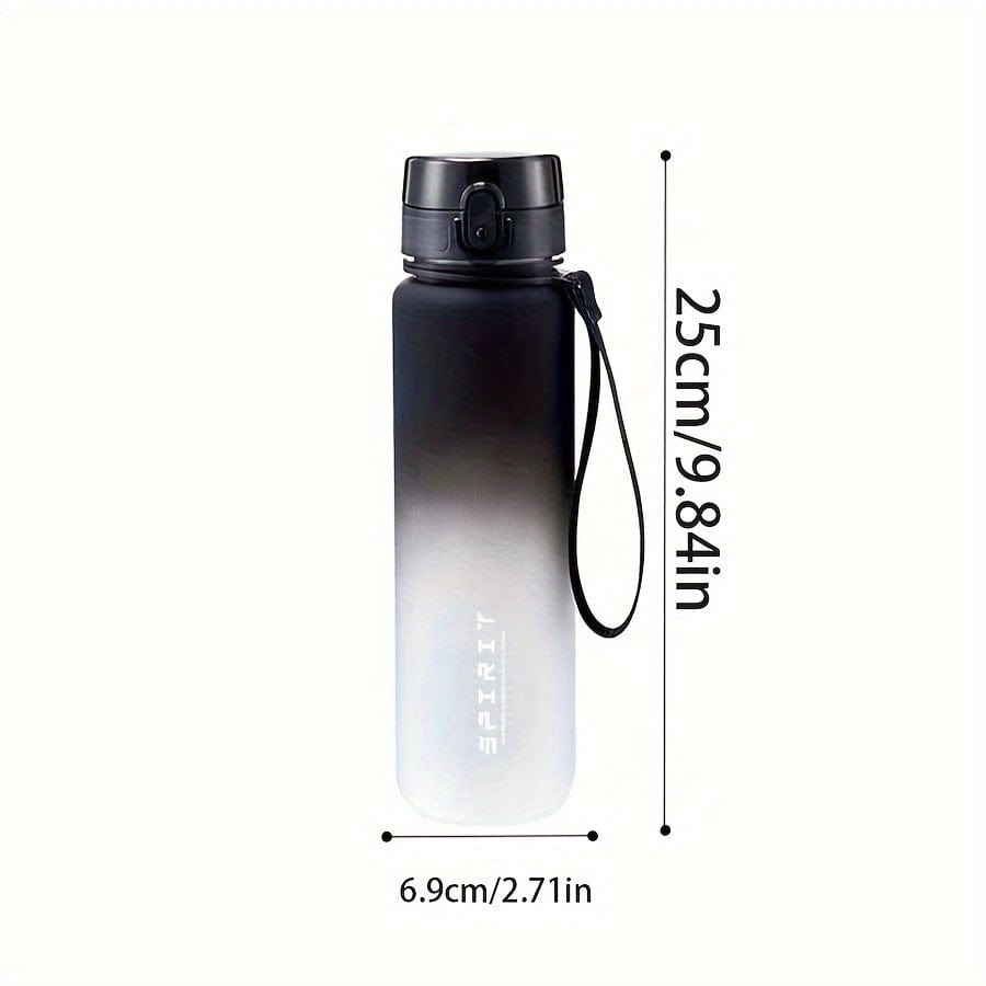 Vattenflaska Sport i Plast 500 ml - Läcksäker - För Camping, Vandring, Fitness - Födelsedagspresent Svart och Vit Gradient / 650 ml