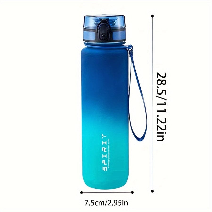 Sportig plastvattenflaska 500ml - Spillfri - För camping, vandring, fitness - Födelsedagspresent Blå-grön gradient / 1000ml