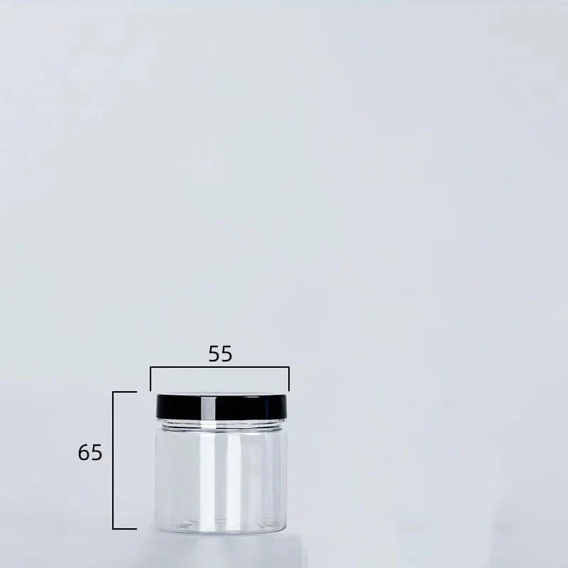 Cirkulär förvaringsflaska med svart lock 125 ml