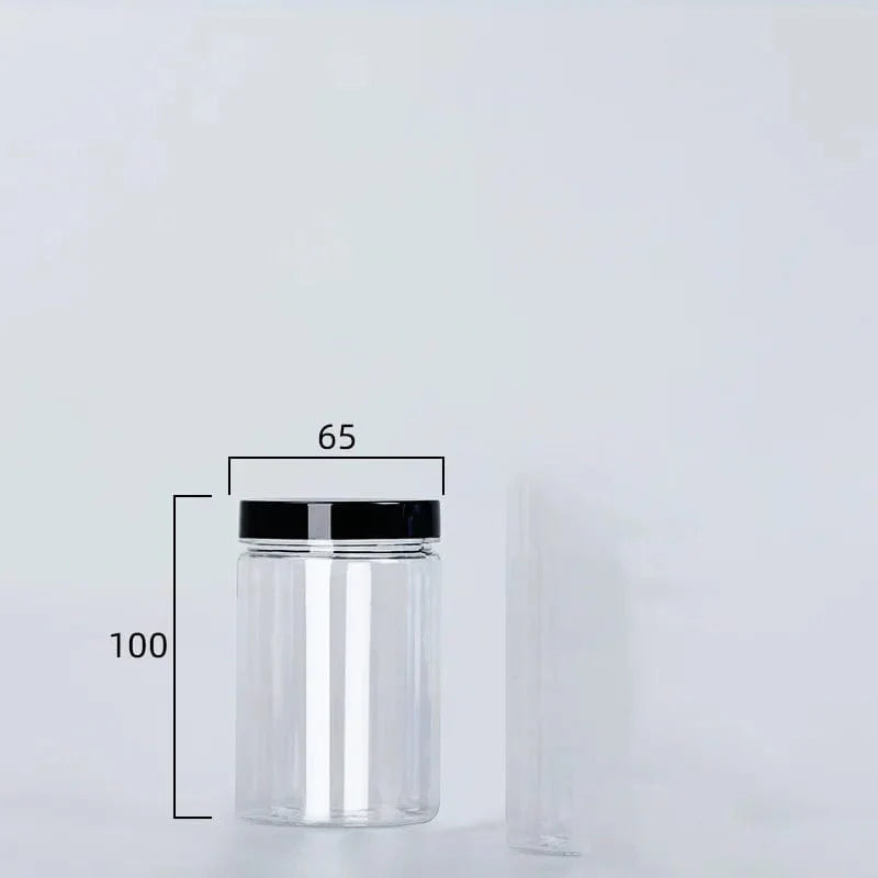 Cirkulär förvaringsflaska med svart lock 280 ml