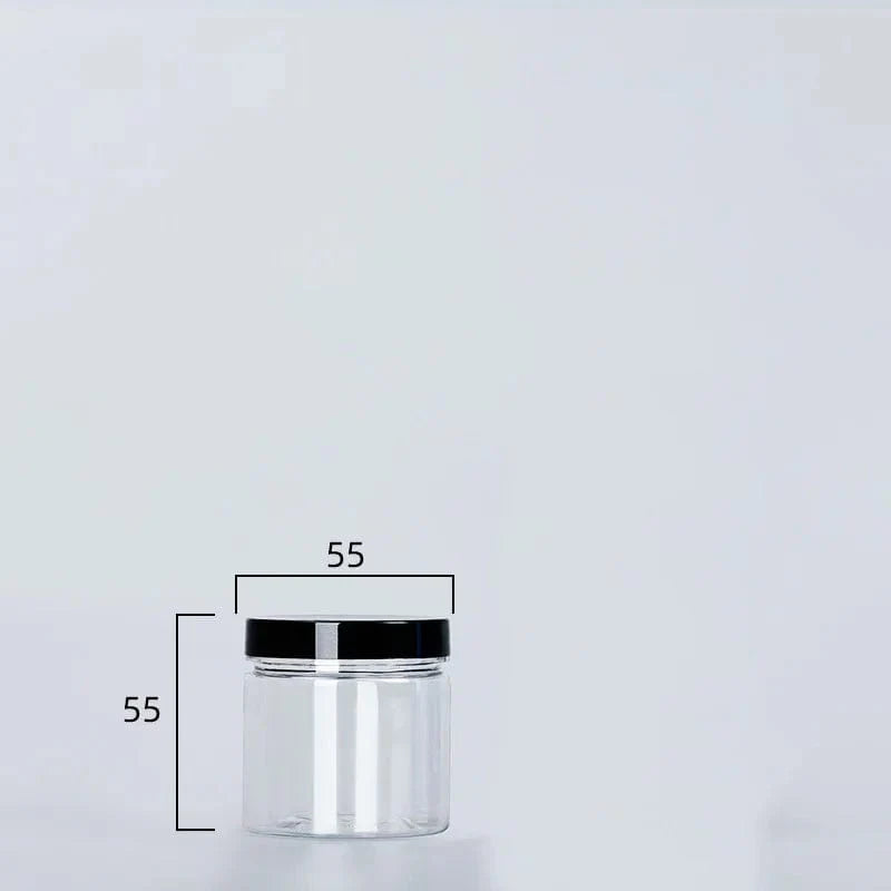 Cirkulär förvaringsflaska med svart lock 93 ml