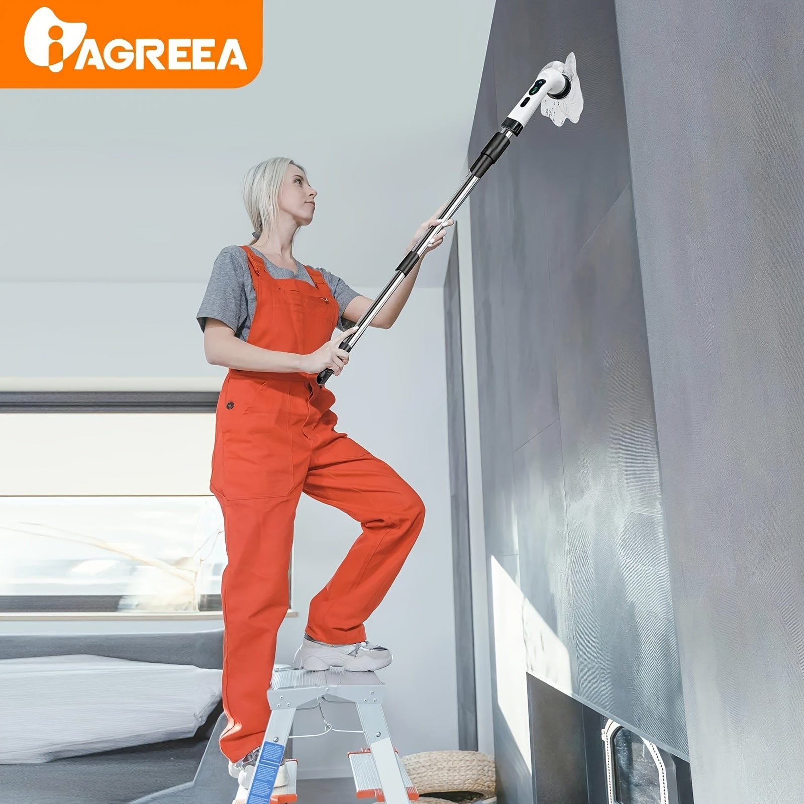 Trådlös Elektrisk Rengöringsborste - 8 Utbytbara Huvuden, Förlängningshandtag - Idealisk för Badrum, Badkar, Kakel