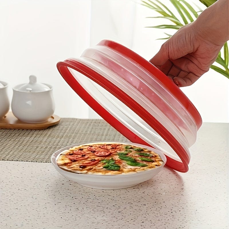 Fällbart Ventilerat Mikrovågslock med Handtag, Tvättbart Matfilter, Kökstillbehör