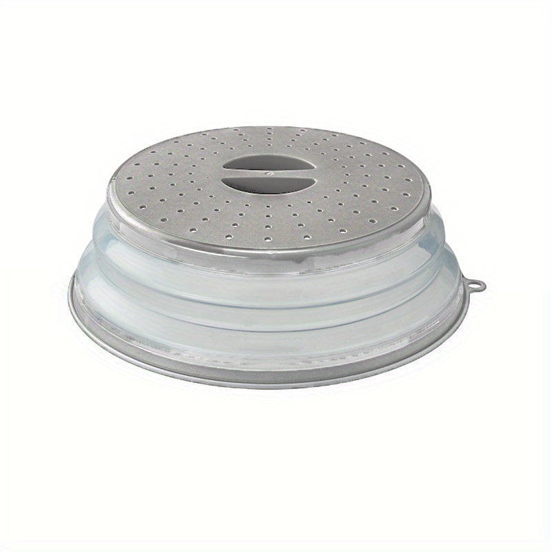 Rund Ventilerad Vikbar Mikrovågsugnslock med Handtag, Tvättbart Matfilter, Kökstillbehör grå