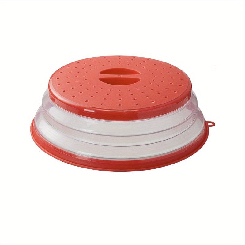 Fällbar Ventilerad Mikrovågsugnsskydd med Handtag, Tvättbart Matfilter, Kökstillbehör Röd