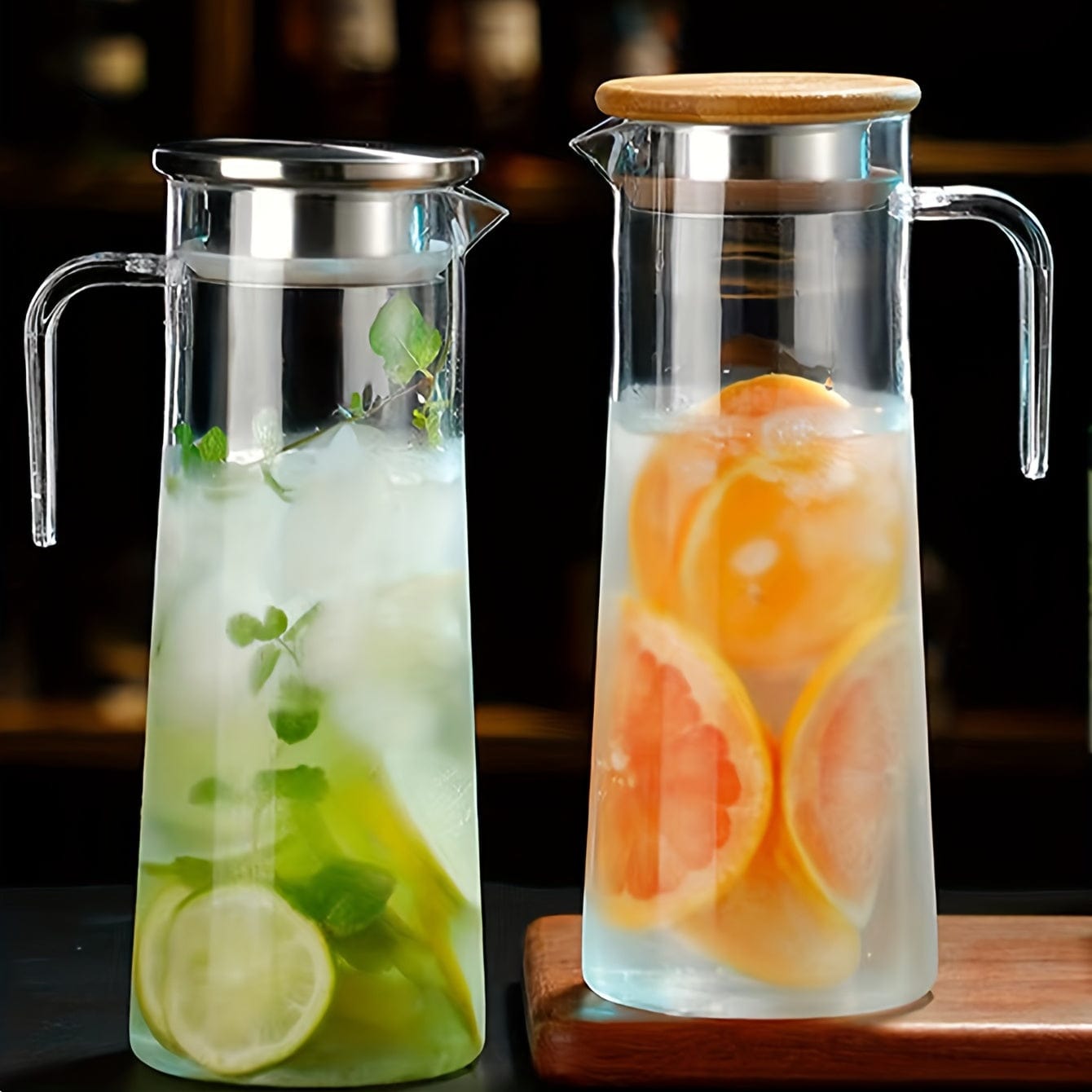 Ju Carafe med lock, 1600ml/2000ml, i plast, för Bubble Tea och andra sommardrycker.