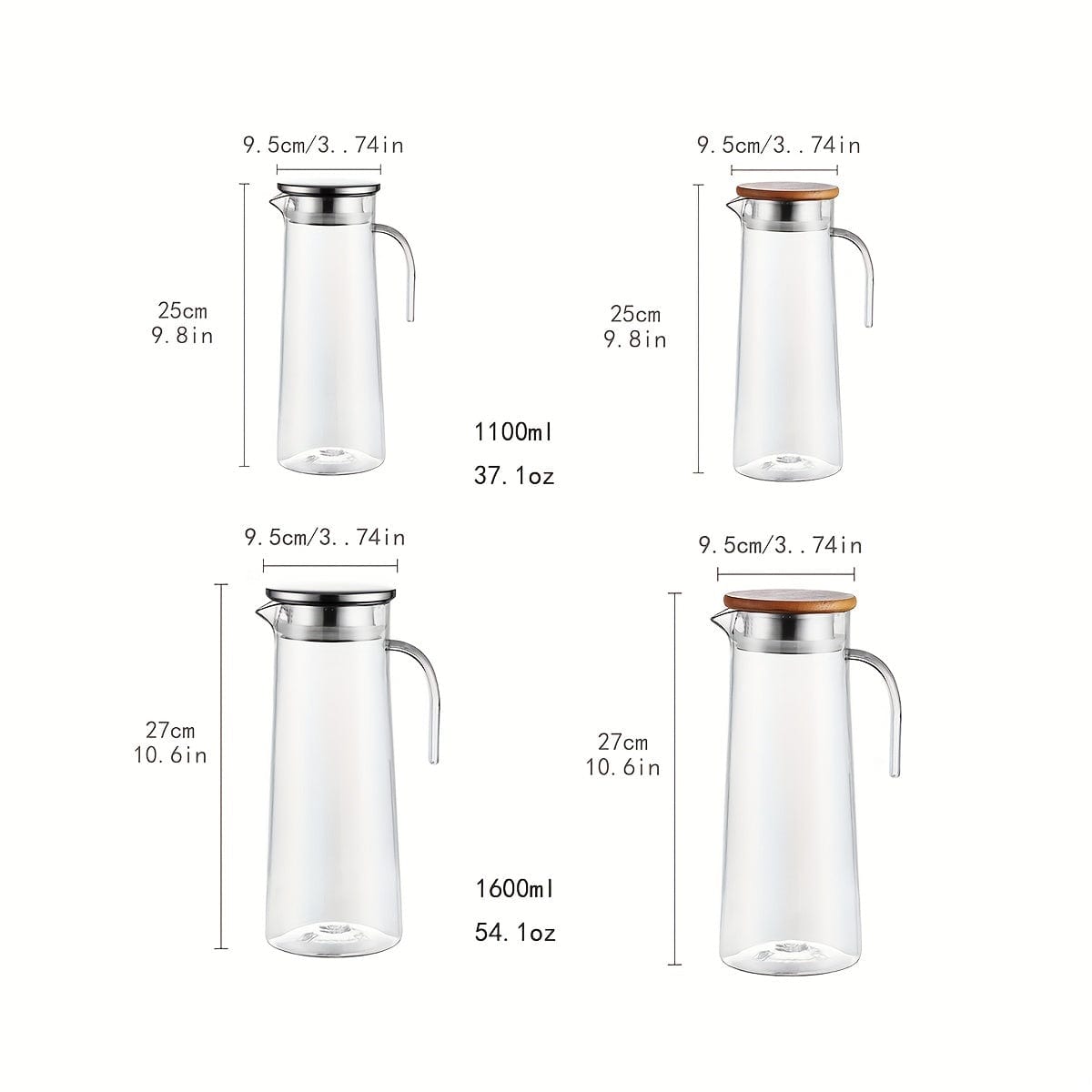 Ju Carafe med lock, 1600ml/2000ml, i plast, för Bubble Tea och andra sommardrycker.