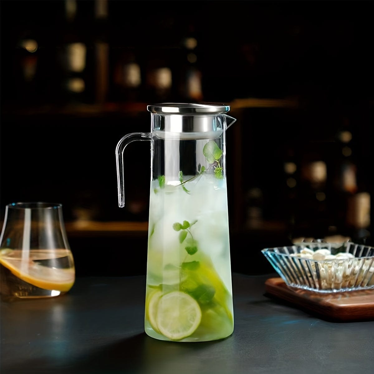 Ju Carafe med lock, 1600ml/2000ml, i plast, för Bubble Tea och andra sommardrycker.