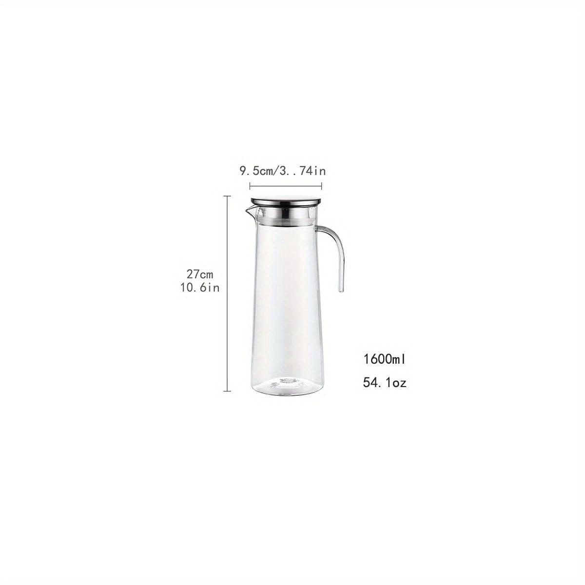 Saftkaraff med lock, 1600ml/2000ml, i plast, för Bubble Tea och andra sommar drycker. Lock i rostfritt stål / 1600ml/54.1oz