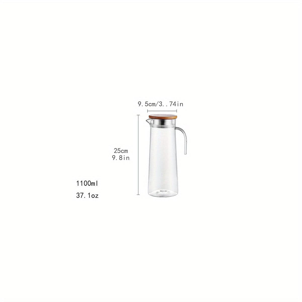 Saftkanne med lock, 1600ml/2000ml, i plast, för Bubble Tea och andra somriga drycker. Trälock / 1100ml/37.1oz